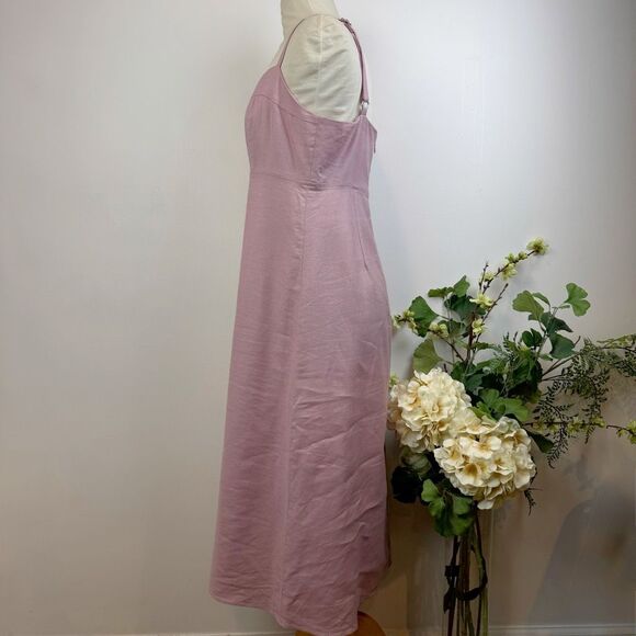J. Crew * Linen Blend A-Line Midi Dress Dusty Rose Pink Size 10 Tall - Picture 4 of 9